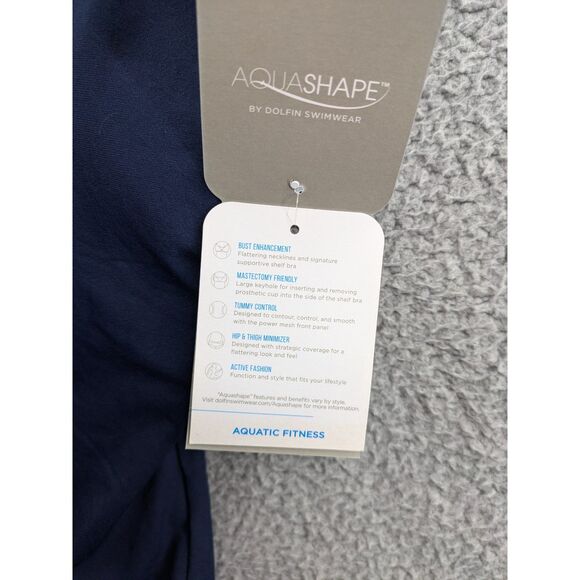 NWT Dolfin Aquashape Women's Moderate Scoop Back Navy One Piece Swimsuit sz 6 - Picture 7 of 9
